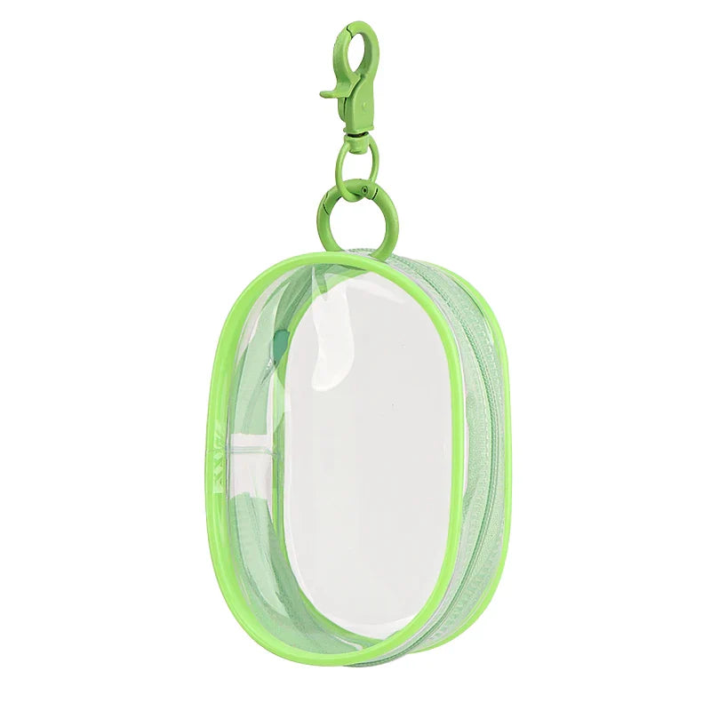 Portable Mini Clear Zipper Storage Bag With Keychain Makeup Brush Travel Cosmetics Organizer Case Cute Pvc Dustproof Bags Tool