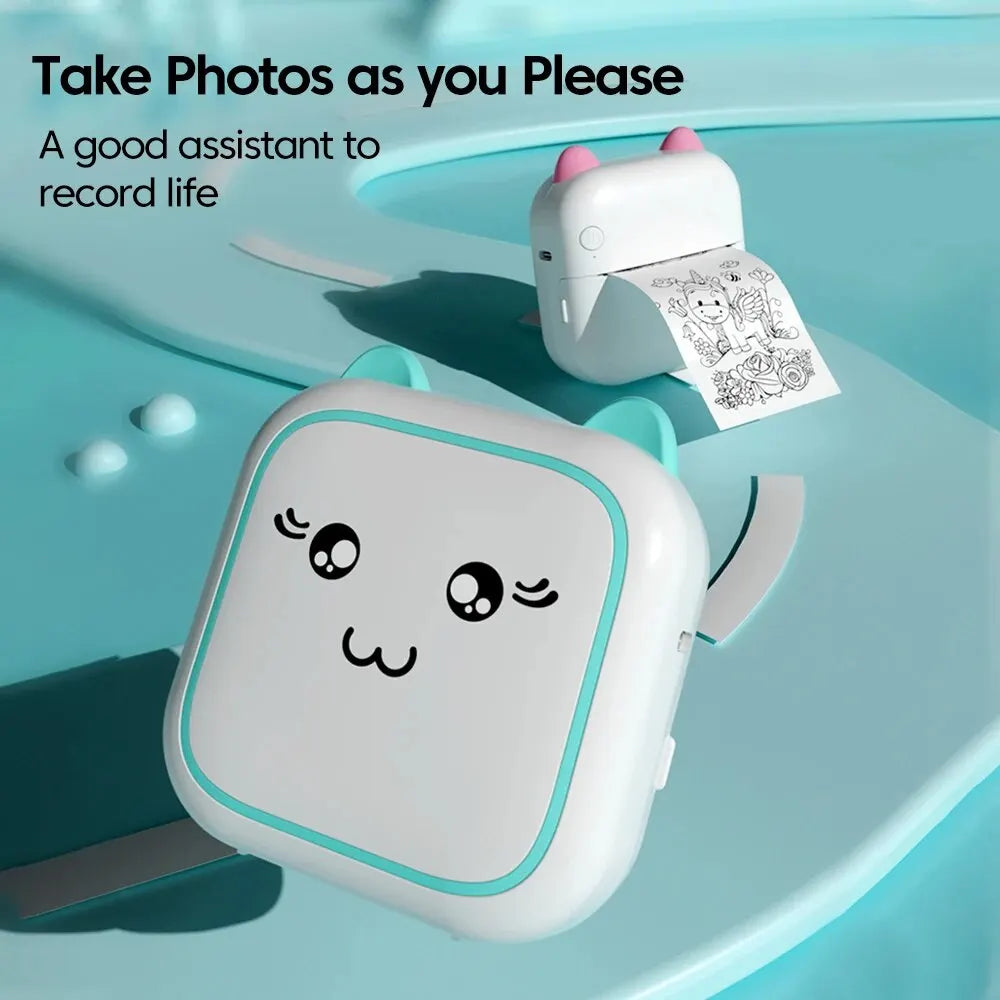 Portable Mini Thermal Photo Printer – Rechargeable Bluetooth Label Printer for Text, Photos & Symbols