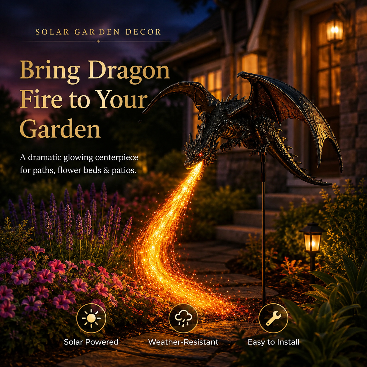 2027 Dragon’s Ember Solar Garden Decor