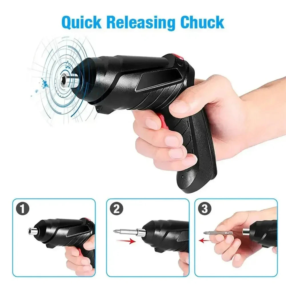 47PCS 3.6V Cordless Electric Screwdriver Set – Rechargeable Power Tool Kit with 1800mAh Battery for Home Repair & Maintenance