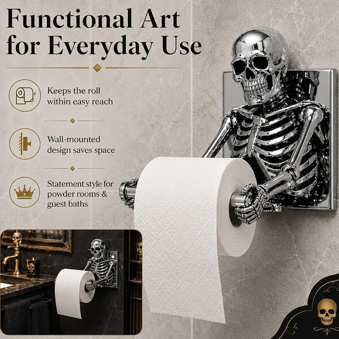 Skeleton Toilet Paper Holder, Funny Tissue Holder Skull Wall Mount(Buy 2, save $3.9)