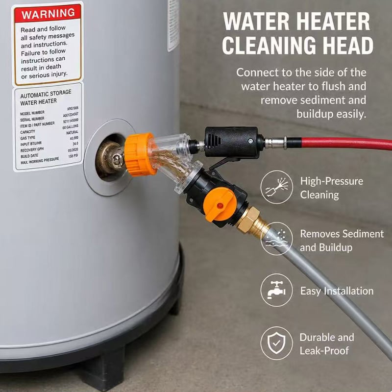 Heavy-Duty Water Heater Clog Tool | Chemical-Free Non-Electric Sediment Cleaner for Tanks, Scale Removal Support
