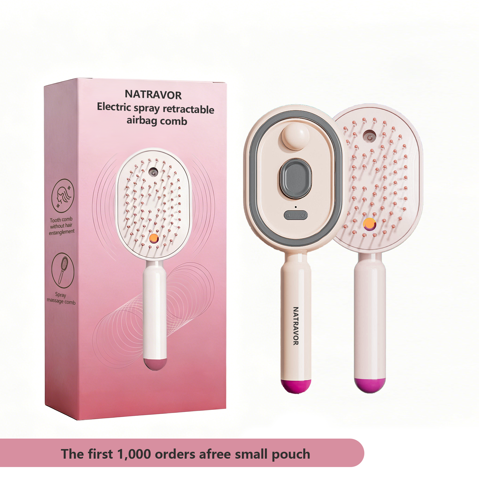 ✨ Essential Oil Mist Comb, Anti-Tangle Electric Massage Brush