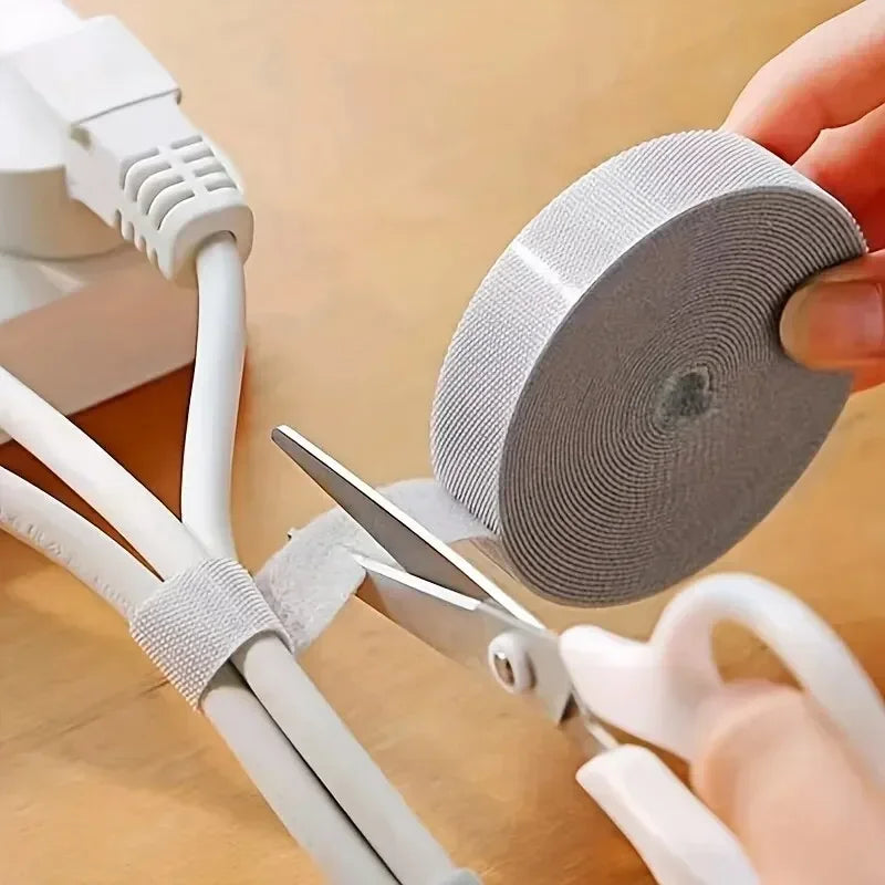 Wholesale 2/5M/Roll 12mm Width Cable Organizer USB Cable Winder Management nylon Free Cut Ties Mouse earphone Cord cable ties