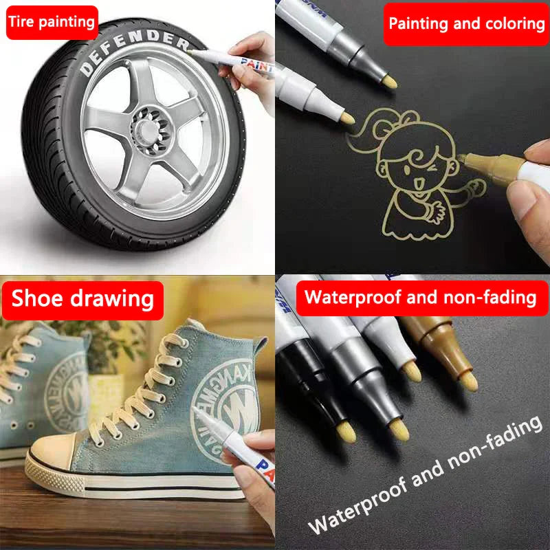 White Marker Pens set Oily Waterproof White Gel Pen DIY Graffiti Sketching Marker Stationery Writing School Supplies brush