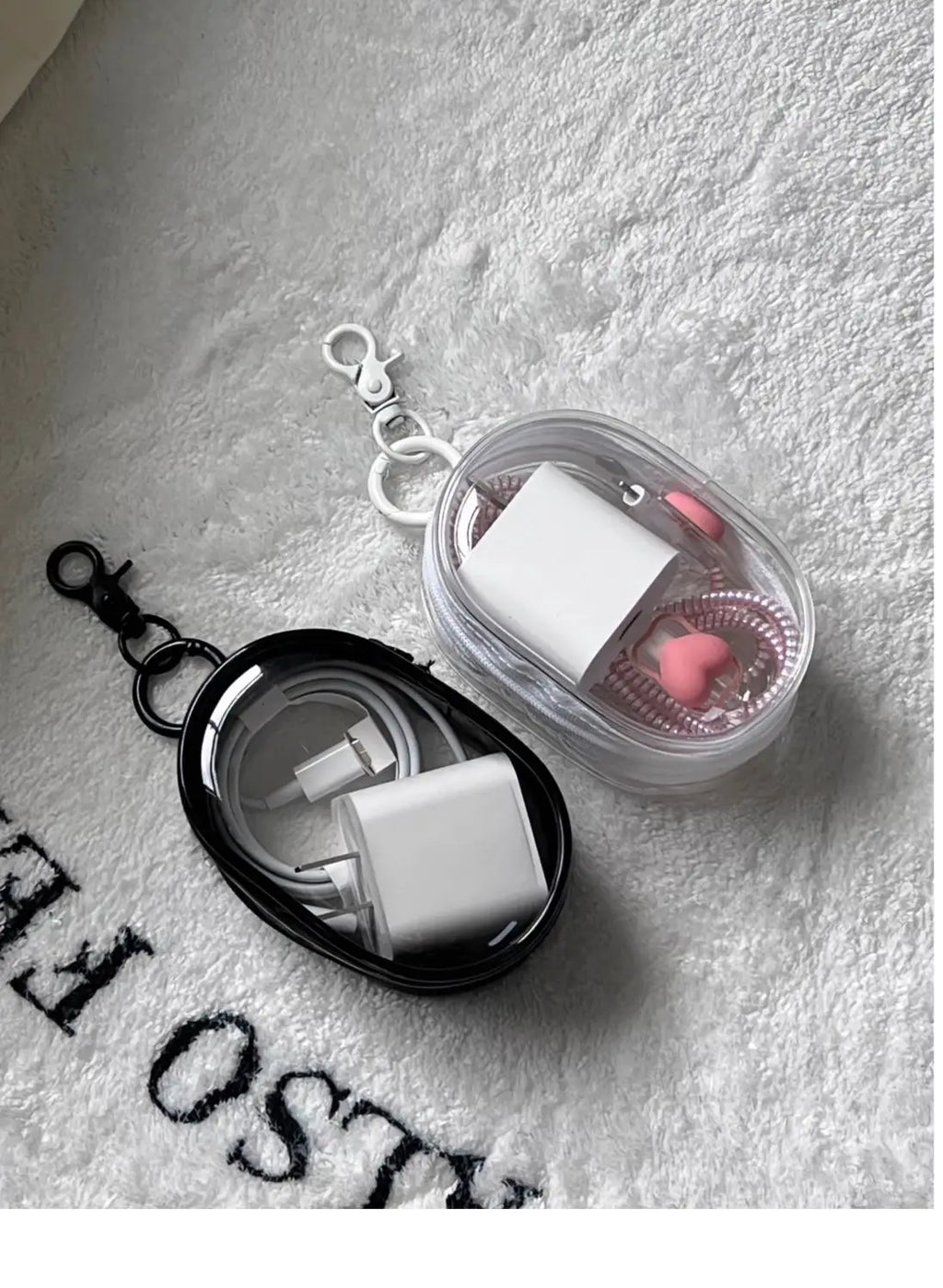 Transparent Storage Bags Keychain Data Line Coin Toys Organizer Case Thicken Clear Wallet Keyring Car Key Holder Jewelry Gifts