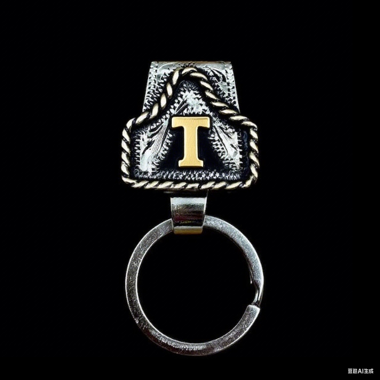 Vintage Brass Initial Cow Tag Keychain for Belt Loop & Pocket Carry