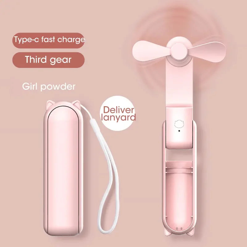 2000mAh Foldable Mini USB Fan – Portable Desktop Cooler with Power Bank Function for Home, Office & Travel