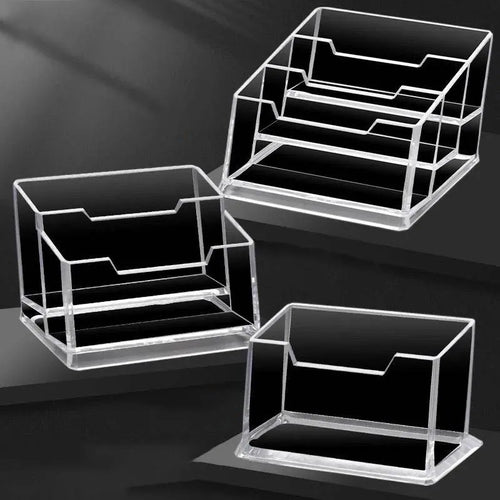 Acrylic Business Card Holder – Clear Desktop Stand for Cards & Notes