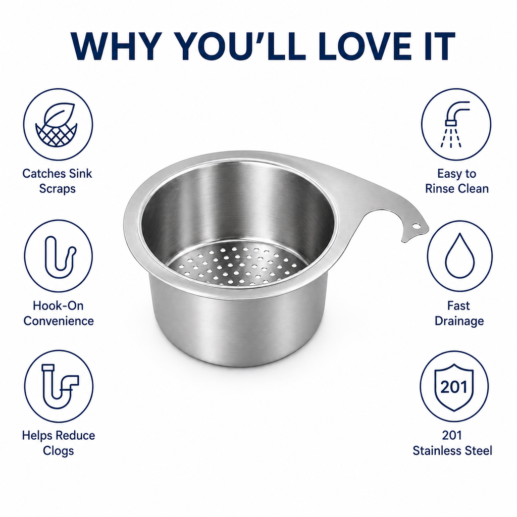 Hanging Sink Drain Basket 💧 Catch Scraps & Drain Water Fast