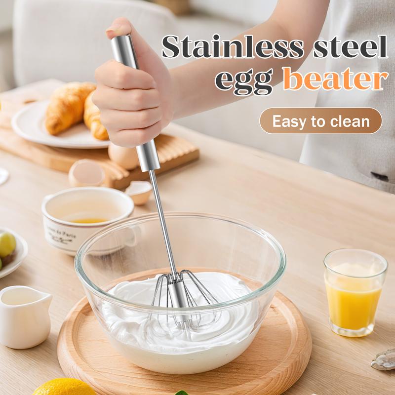 🥄 Food-Grade Stainless Steel Semi-Automatic Rotary Whisk | for Whisking, Blending & Stirring