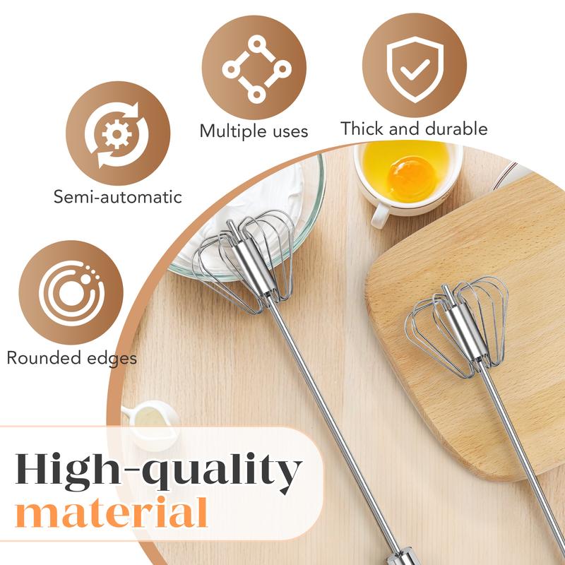 🥄 Food-Grade Stainless Steel Semi-Automatic Rotary Whisk | for Whisking, Blending & Stirring