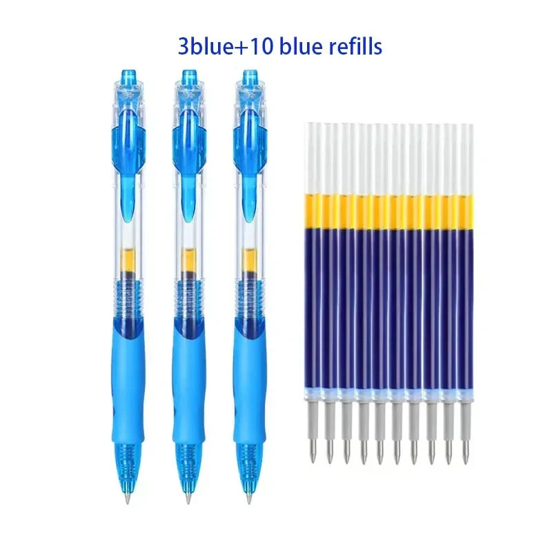 13/30pcs Retractable Gel Pens Set – Black, Red & Blue Ink Ballpoint Pens for School & Office Writing
