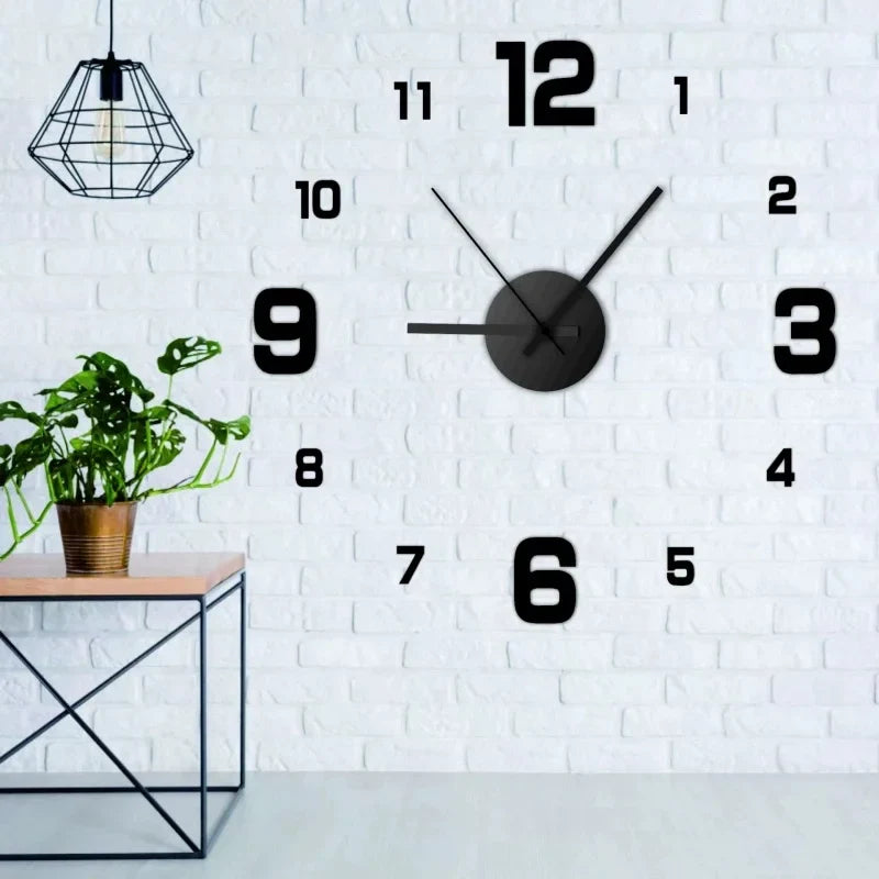 Frameless DIY Wall Clock – Modern Acrylic Silent Timepiece for Living Room, Bedroom & Office Décor