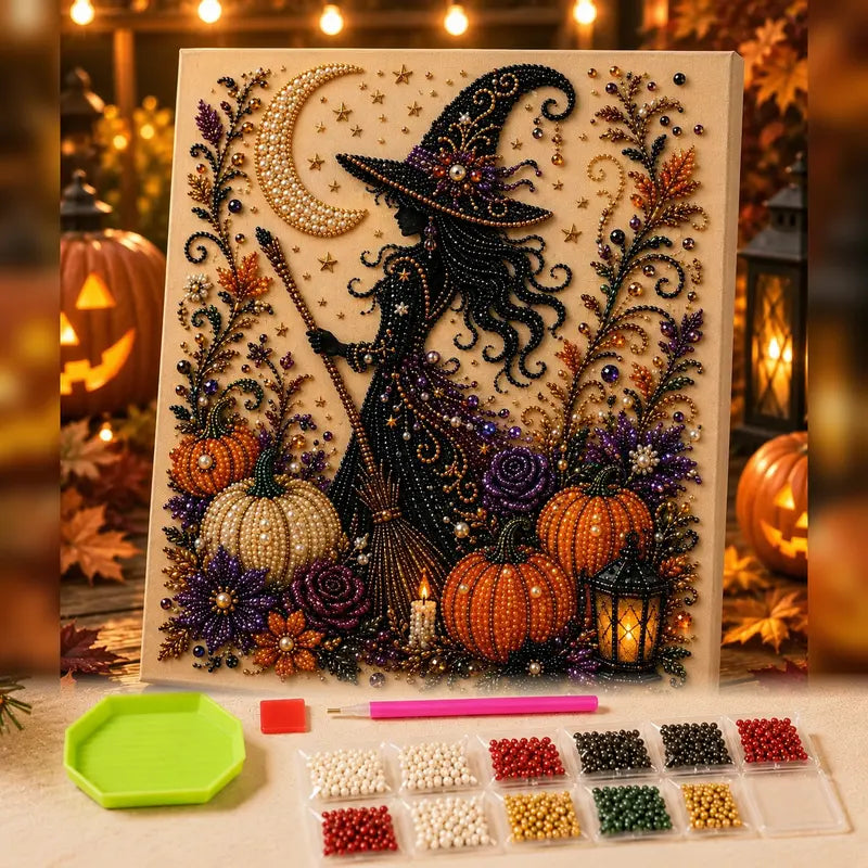 Halloween Pearl Art DIY Kit – Turn Tiny Pearls into Spooky-Cute Magic