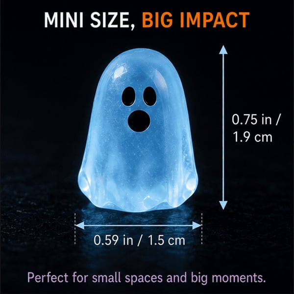 Glow-in-the-Dark Mini Ghosts – 8-Colour Halloween Mix