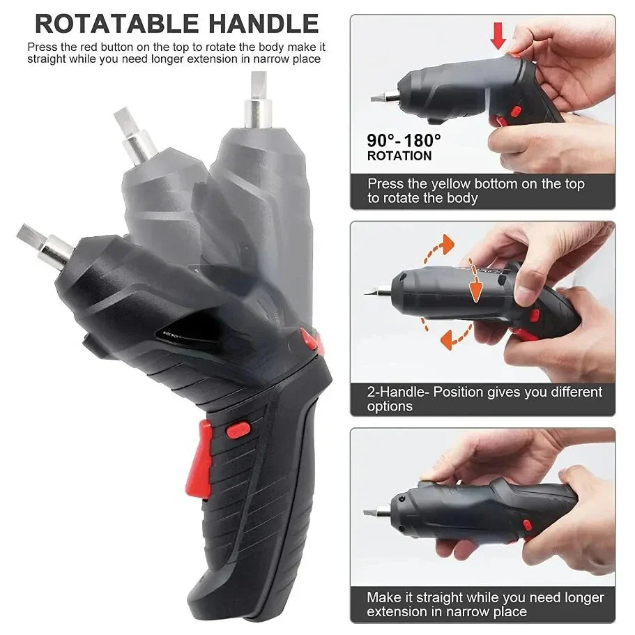 47PCS 3.6V Cordless Electric Screwdriver Set – Rechargeable Power Tool Kit with 1800mAh Battery for Home Repair & Maintenance