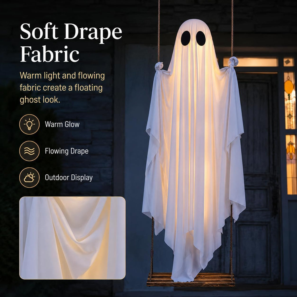 👻 Spooky Swinging Ghost! 5FT Animated Hanging Ghost with LED Lights & Remote 🎃