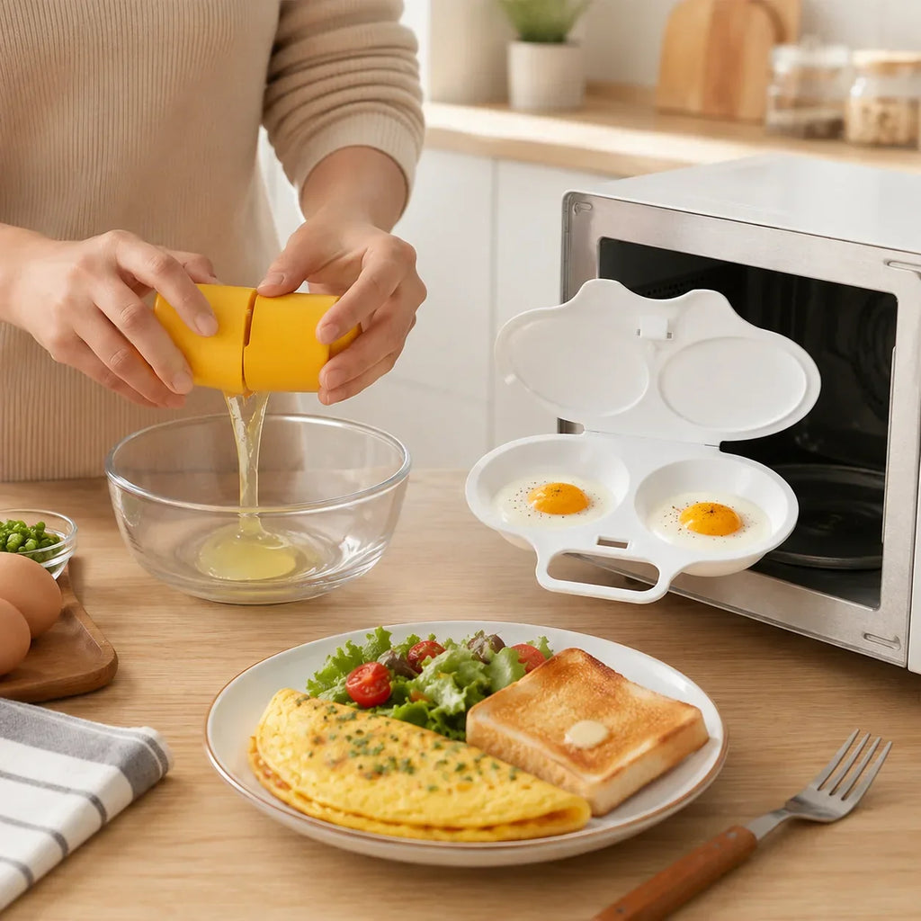 🍳 Quick Egg Cracker Tool – Open Hundreds Of Eggs Faster & Cleaner——Microwave Egg Poacher 🔥