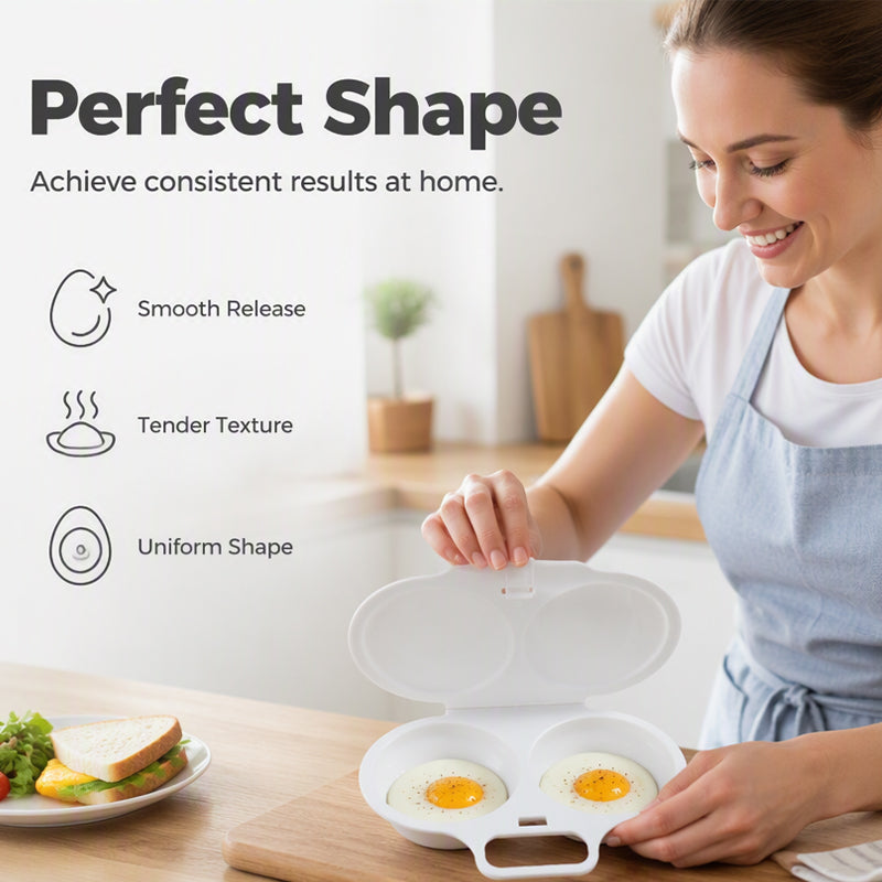 Microwave Egg Poacher——Dual‑cavity, non‑stick & easy clean. Healthier than frying – stock up & save! 🏠✅